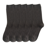 Anyfootwear 5 Pairs One Size 36-43 Gray Retro Long Knitted Socks Cotton Autumn Winter Solid Color Women Student Girls