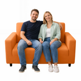 Anyhouz 2 Seater Sofa Cover Plain Orange Style and Protection For Living Room Sofa Chair Elastic Stretchable Slipcover