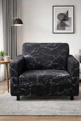 Anyseat 1-Seater Sofa Cover – Marble Black Geometric Style Slipcover for Living Room Chair Protection