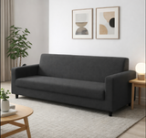 Anyseat 3-Seater Sofa Cover – Plain Dark Grey Style Slipcover for Living Room Chair Protection