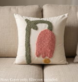 Anypillow White Tulip Flower Embroidered Pillowcase Decorative Cushion Cover