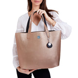 Reversible Vegan Tote In Black & Rose Gold
