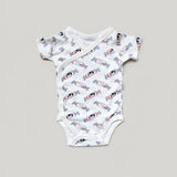 the wee bean baby organic clothing onesies romper in white rabbit candy print newborn kimono style