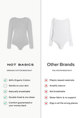 Organic Cotton Long Sleeve Crew Bodysuit, Light Grey Marl