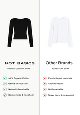 Organic Cotton Crew Long Sleeve T-Shirt, Black