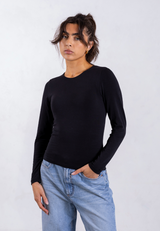 Organic Cotton Crew Long Sleeve T-Shirt, Black