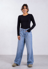 Organic Cotton Crew Long Sleeve T-Shirt, Black