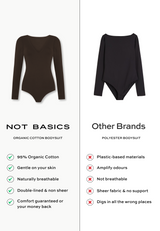 Organic Cotton Long Sleeve V-Neck Bodysuit, Hot Fudge