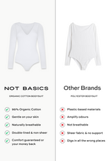 Organic Cotton Long Sleeve V-Neck Bodysuit, White