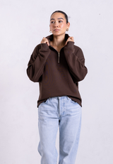 Organic Cotton Quarter Zip Sweatshirt, Hot Fudge