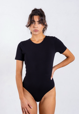 Organic Cotton Crew Bodysuit, Black