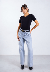 Organic Cotton Crew Bodysuit, Black