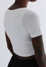 Organic Cotton V-Neck Cropped T-Shirt, White