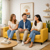Anyseat 3-Seater Sofa Cover – Plain Yellow Style Slipcover for Living Room Chair Protection