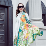 Anyyou 100% Mulberry Silk Light Green Long Scarf Luxury Brand Women Beach Shawl Wear Swimwear Pashimina Face Shield Foulard