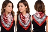 Anyyou Fashion Premium Satin Square Scarf – Classic Wine Red Silk-Feel Neckwrap for Women