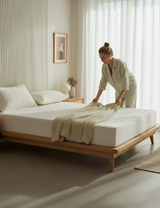 Anycozy Mattress Cover Beige Double Size Pure Cotton Soft Quilted Bed Sheet Anti-bacterial Protector Cover