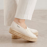Palma Canvas Espadrille Platform Slip On - Beige