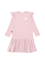 Organic cotton pink dress with sheep