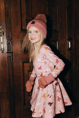 Pink merino wool mittens