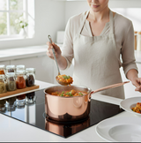 Anygleam Rosegold 304 Stainless Steel Saucepan – Small Milk & Soup Pot with Lid, Long Handle, Thickened Base, Induction Compatible Dormitory Cookware