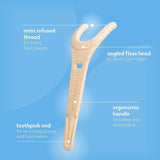 Plant-based Floss Picks - Grip Handle - Mint (200 pcs) - humble-usa