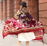 Anyyou 100% Merino Wool Burgundy Silk Satin Large Winter Scarf Pashmina Shawl Bandana Perfect For Women Ladies Fashion Style