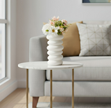 ANYDECO Flower Vase White Medium Nordic Plastic Spiral Pot Home Decor