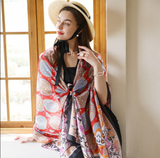 Anyyou 100% Mulberry Silk Rose Red Scarf Women Luxury Long Shawl – Beach Wear, Swimwear Cover Up, Pashmina Foulard Fashion Accessory