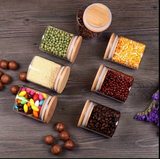 Anygleam Condiments Container 12Pcs Glass Jar Storage With Airtight Wooden Lids Canister