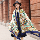 Anyyou 100% Pure Merino Wool Orange Paisley Taffeta Stylish Poncho Winter Large Scarf With Trendy Pashmina Shawl Bandana For Womenfashion Design