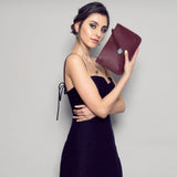 Vegan Leather Multi-Function Clutch In Red