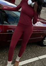 Organic Cotton Leggings, Ruby Wine