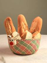 Rudolph Woven Basket Handmade in Iraca Palm for Christmas decor, rustic centerpiece