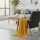 Anycozy Yellow Faux Cashmere Throw Blanket – Diamond Knit Sofa Cover & Home Decor Accent