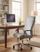 Anyseat Grey Velvet Office Chair Cover – Zippered Stretchable High‑Back Slipcover Protector