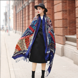 Anyyou 100% Merino Wool Blue Opus Zentangle Silk Satin Large Winter Scarf Pashmina Shawl Bandana Perfect For Women Ladies Fashion Style