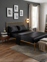 Anycozy Fitted Sheet King Size Black Luxury Silky Beddings Set with Pillow Cases