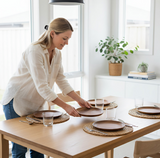 Anygleam Dark Brown 4pcs Wooden Plate Serving Tray Food Kitchen Tableware