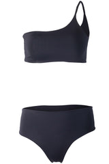 Serena One Shoulder Bikini Top Black