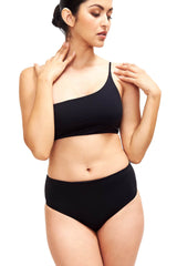 Serena One Shoulder Bikini Top Black