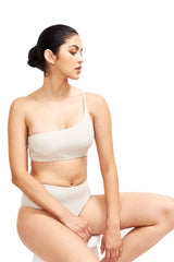 Serena One Shoulder Bikini Top Platinum