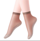 Anyfootwear 10 Pairs Free Size Women Fashion Socks Velvet Silk Soft Breathable Cotton Bottom Moisture Wicking Non-Slip Spring Summer Casual Brown