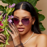 Smaller Megan 2 - Purple Metal Aviator Sunglasses with Gold Frame