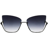 Vixen - Black Lens Black Frame Metal Cateye Sunglasses