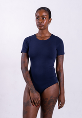 Organic Cotton Crew Bodysuit, Blue Navy