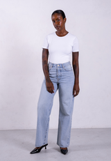 Organic Cotton Crew Bodysuit, White