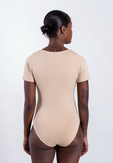 Organic Cotton V-Neck Bodysuit, Oat
