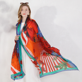 Anyyou 100% Mulberry Silk Red Scarf Women Luxury Long Shawl – Beach Wear, Swimwear Cover Up, Pashmina Face Shield Foulard Fashion Accessory