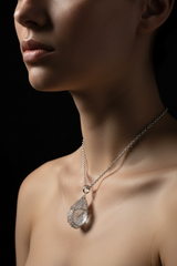 Sterling Silver Caged Quartz Pendant - digital aesthetic